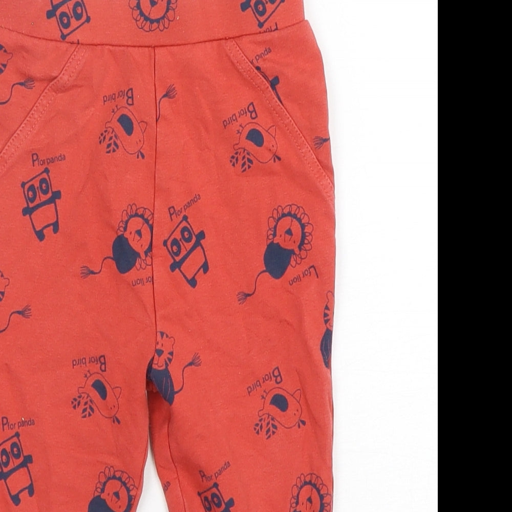 George Boys Red Geometric Cotton Sweatpants Trousers Size 18-24 Months   - Animal Print