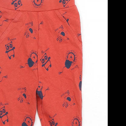 George Boys Red Geometric Cotton Sweatpants Trousers Size 18-24 Months   - Animal Print