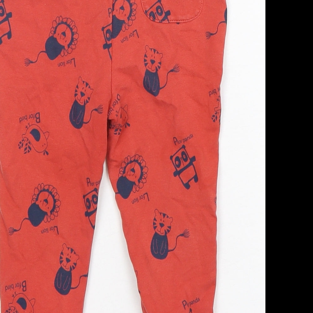 George Boys Red Geometric Cotton Sweatpants Trousers Size 18-24 Months   - Animal Print