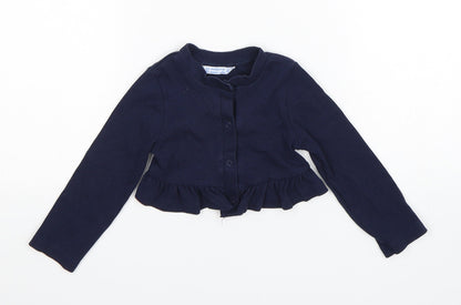 Mayoral  Girls Blue  Cotton Cardigan Jumper Size 24 Months  Snap
