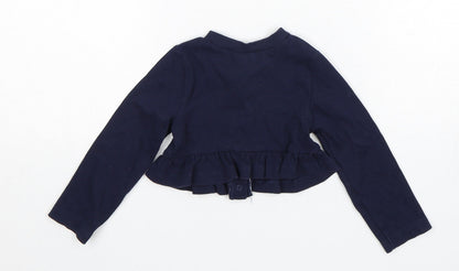 Mayoral  Girls Blue  Cotton Cardigan Jumper Size 24 Months  Snap
