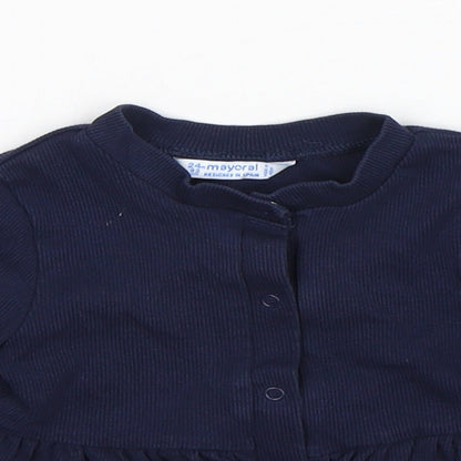 Mayoral  Girls Blue  Cotton Cardigan Jumper Size 24 Months  Snap