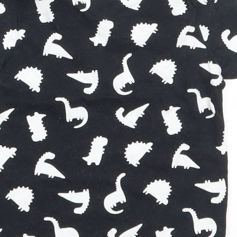 George Boys Black  Cotton Basic T-Shirt Size 0-3 Months Round Neck  - dinosaur
