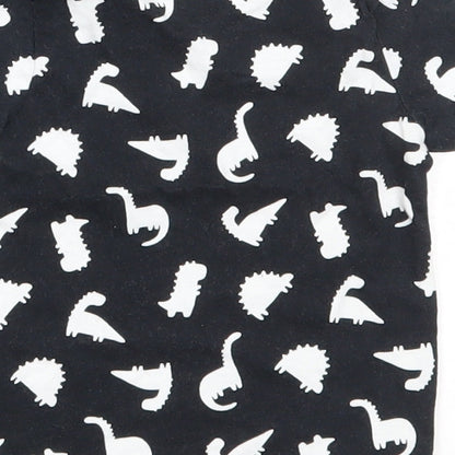 George Boys Black  Cotton Basic T-Shirt Size 0-3 Months Round Neck  - dinosaur