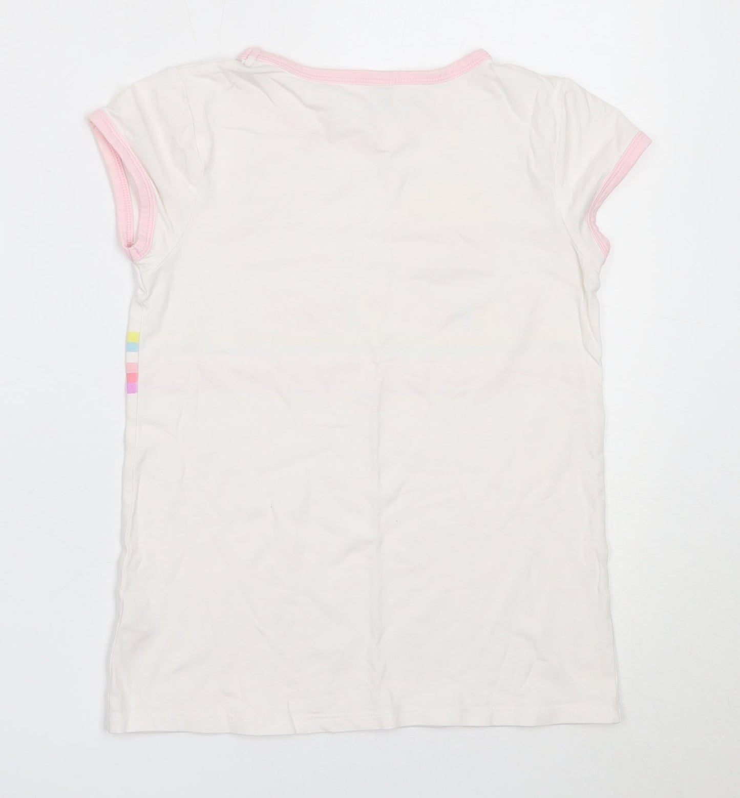 TU Girls White  Cotton Basic T-Shirt Size 9 Years Round Neck  - beach