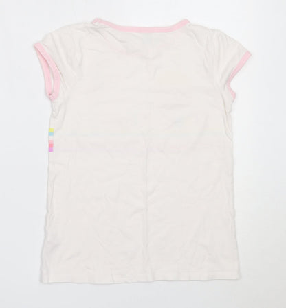 TU Girls White  Cotton Basic T-Shirt Size 9 Years Round Neck  - beach