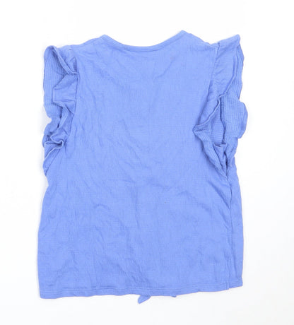 F&F Girls Blue  Cotton Basic Button-Up Size 9-10 Years Round Neck