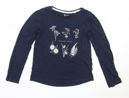 TU Girls Blue  Cotton Basic T-Shirt Size 9 Years Round Neck