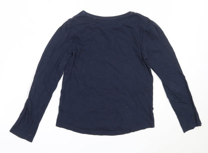 TU Girls Blue  Cotton Basic T-Shirt Size 9 Years Round Neck