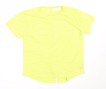 Leigh Tucker Girls Green  Polyester Basic T-Shirt Size 7-8 Years Round Neck
