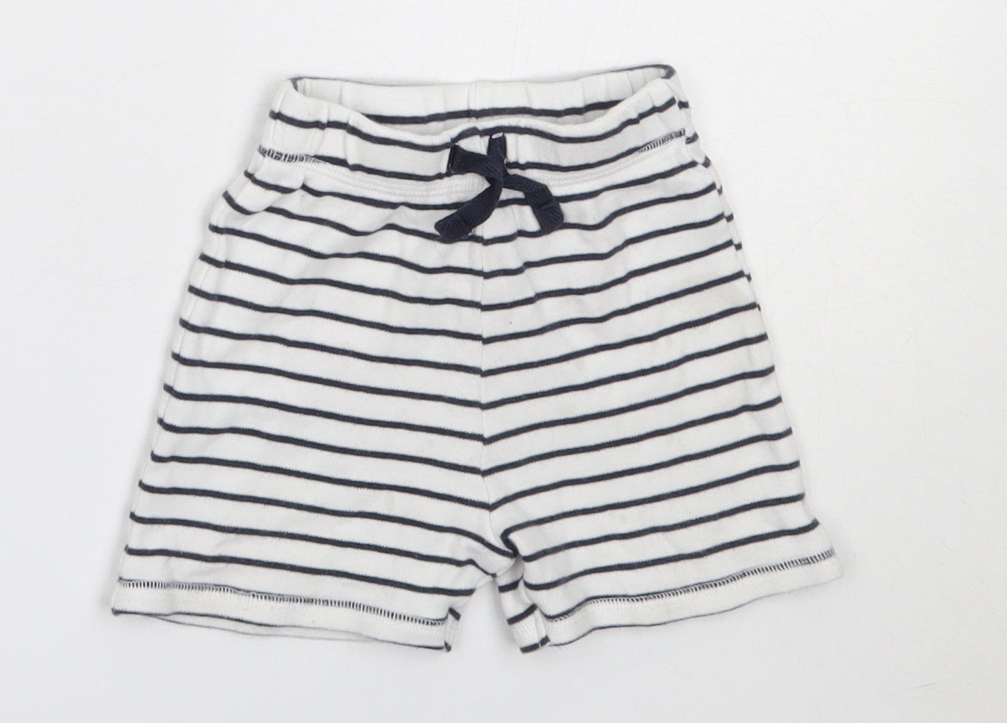 George Boys White Striped Cotton Cropped Trousers Size 9-12 Months