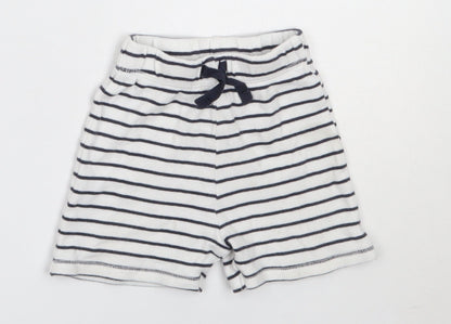 George Boys White Striped Cotton Cropped Trousers Size 9-12 Months