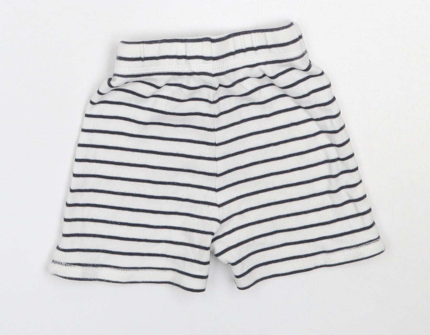 George Boys White Striped Cotton Cropped Trousers Size 9-12 Months