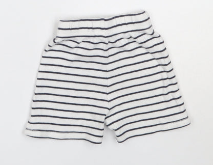 George Boys White Striped Cotton Cropped Trousers Size 9-12 Months