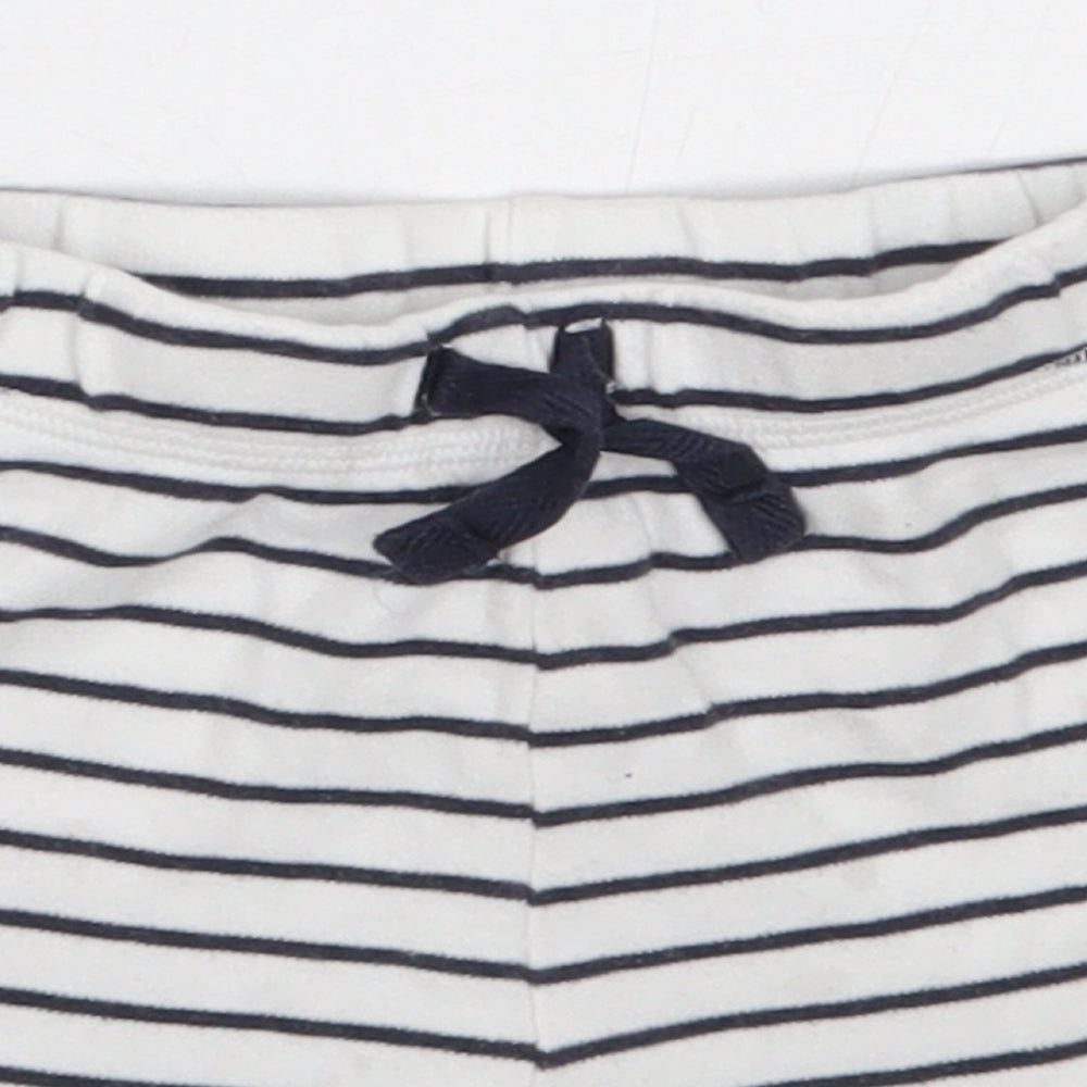 George Boys White Striped Cotton Cropped Trousers Size 9-12 Months