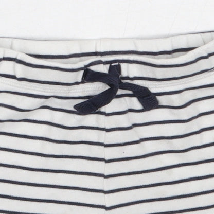 George Boys White Striped Cotton Cropped Trousers Size 9-12 Months
