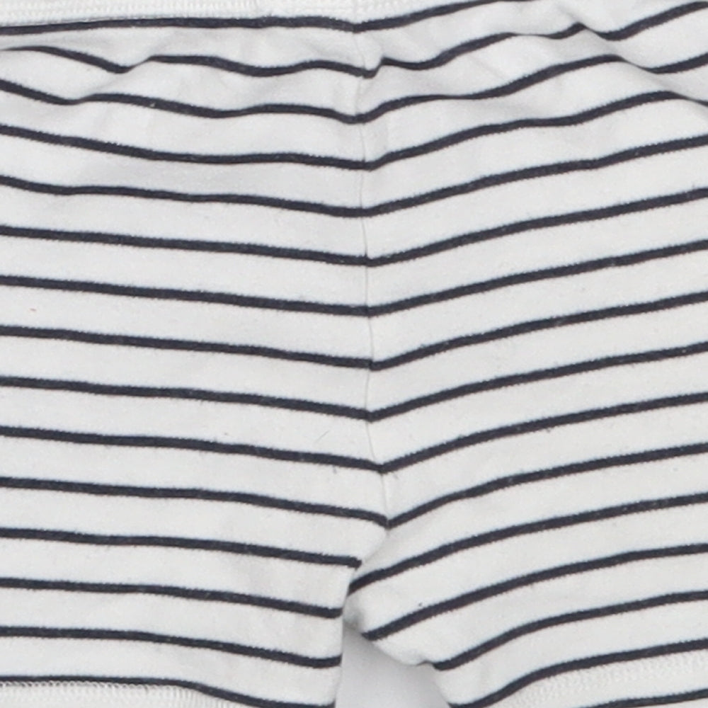 George Boys White Striped Cotton Cropped Trousers Size 9-12 Months