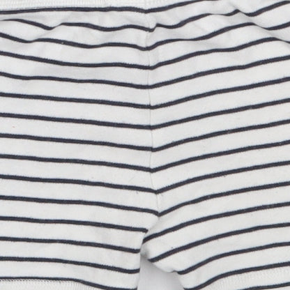 George Boys White Striped Cotton Cropped Trousers Size 9-12 Months