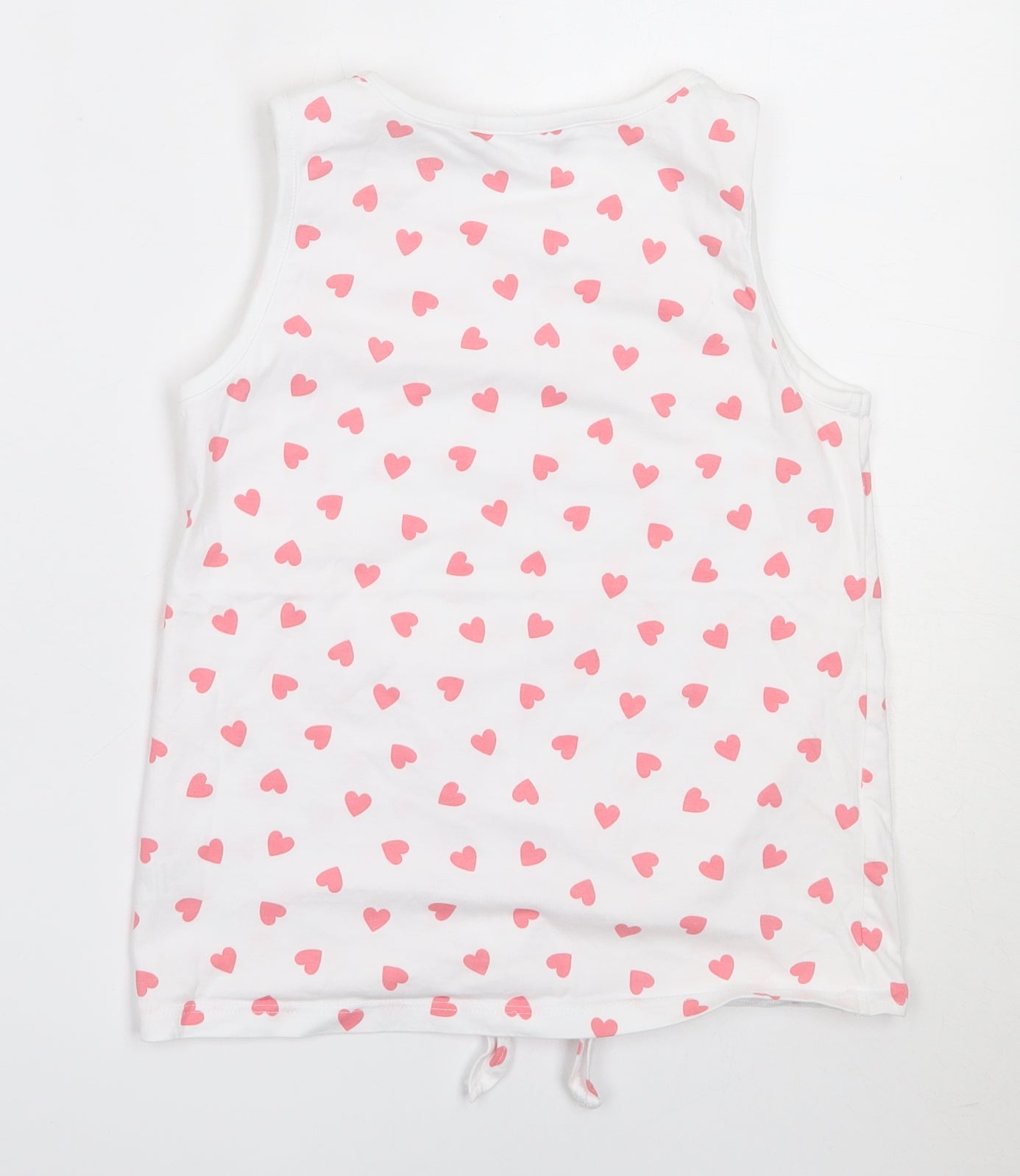 George Girls White  Cotton Basic Tank Size 10-11 Years Round Neck