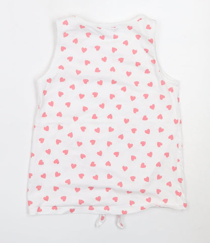 George Girls White  Cotton Basic Tank Size 10-11 Years Round Neck