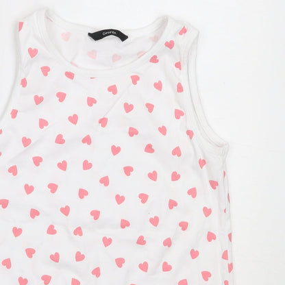 George Girls White  Cotton Basic Tank Size 10-11 Years Round Neck