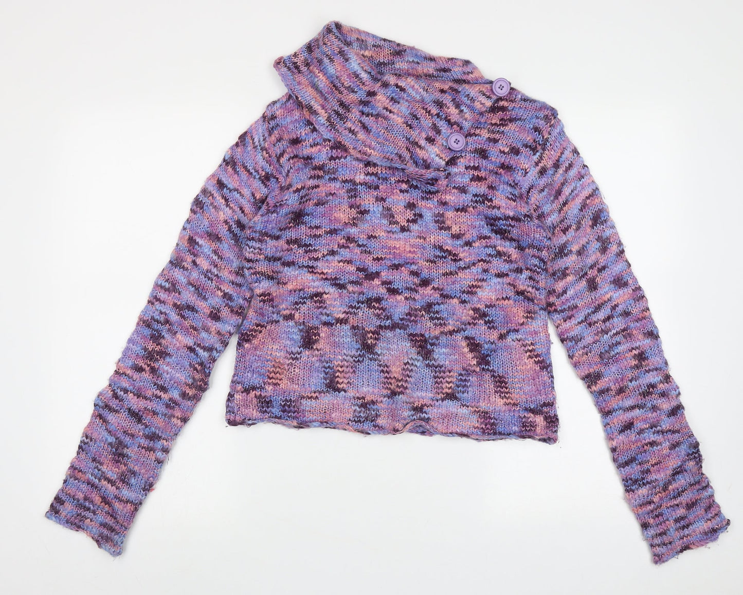 George Girls Purple Roll Neck Geometric Acrylic Pullover Jumper Size 13-14 Years  Pullover