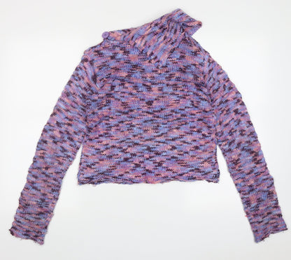 George Girls Purple Roll Neck Geometric Acrylic Pullover Jumper Size 13-14 Years  Pullover