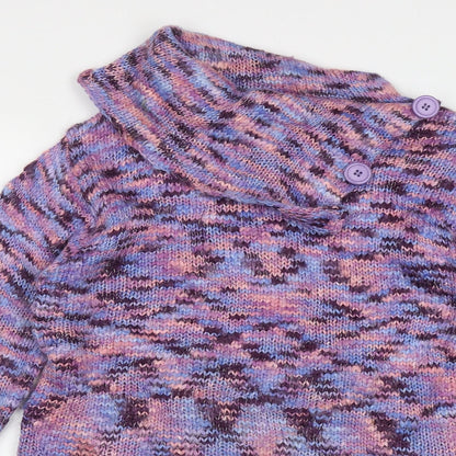 George Girls Purple Roll Neck Geometric Acrylic Pullover Jumper Size 13-14 Years  Pullover