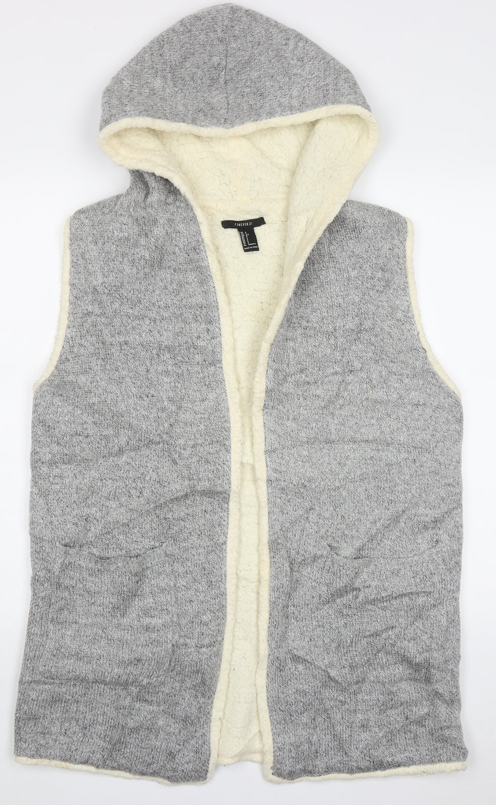 Womens UK Size S FOREVER 21 Grey Cardigan Jumper