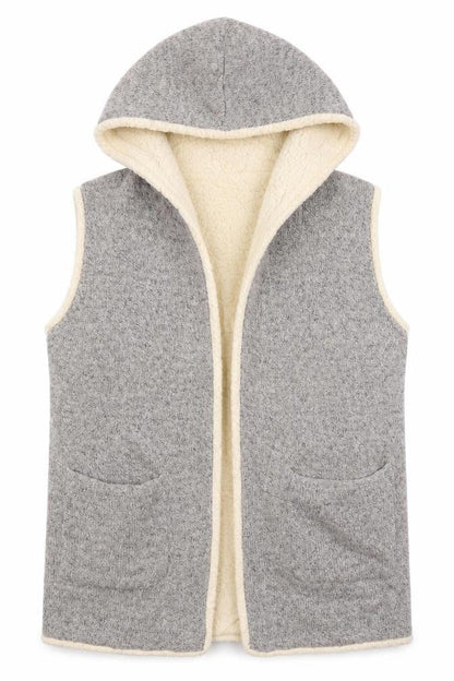 Front view of Forever 21 women’s grey v-neck acrylic cardigan jumper, size S