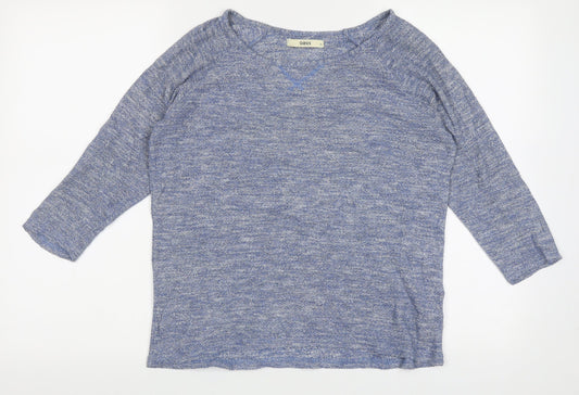 Oasis Womens Blue Boat Neck  Polyester Pullover Jumper Size S