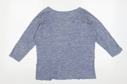 Oasis Womens Blue Boat Neck  Polyester Pullover Jumper Size S