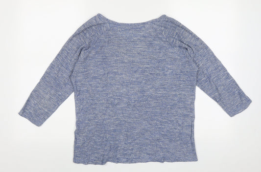 Oasis Womens Blue Boat Neck  Polyester Pullover Jumper Size S