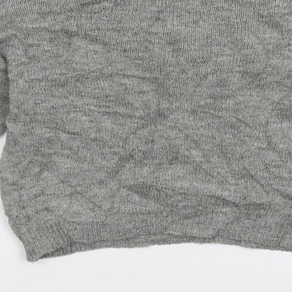 Primark Womens Grey Crew Neck Striped Acrylic Pullover Jumper Size 8