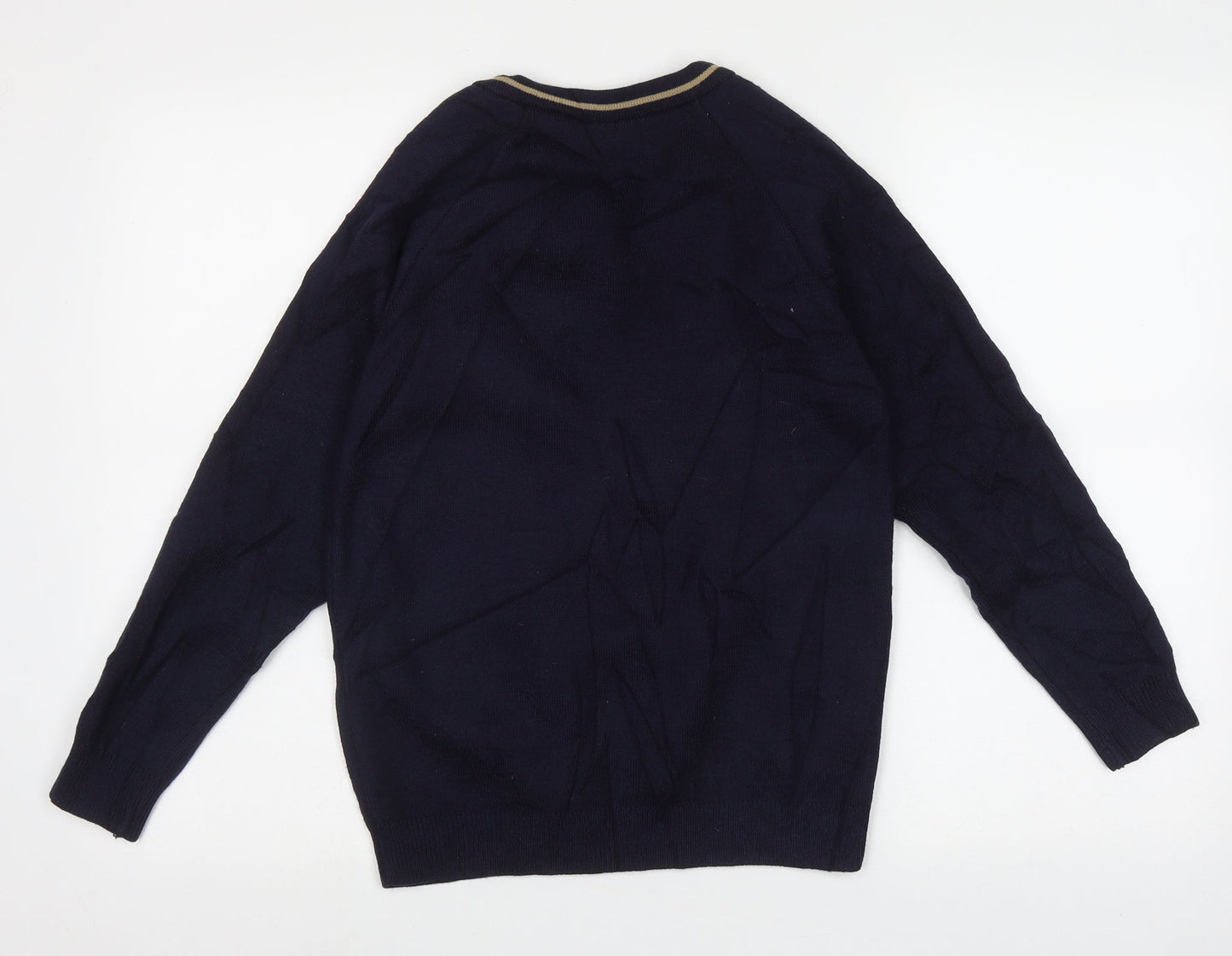 Rowlinson Courtelle Mens Blue V-Neck  Acrylic Pullover Jumper Size S