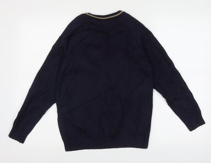 Rowlinson Courtelle Mens Blue V-Neck  Acrylic Pullover Jumper Size S