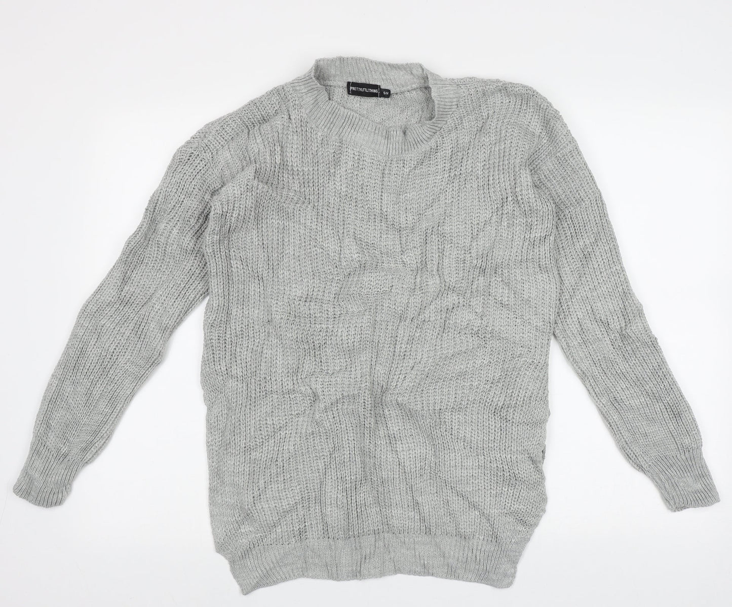Womens UK Size M PRETTYLITTLETHING Grey Pullover Jumper