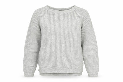 Front view of Atmosphere women’s grey boat neck acrylic jumper, size UK 12, - cold shoudler