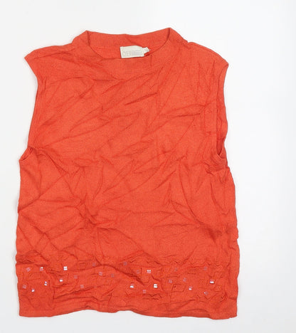 Womens UK Size M Off Shoot Orange Vest Jumper