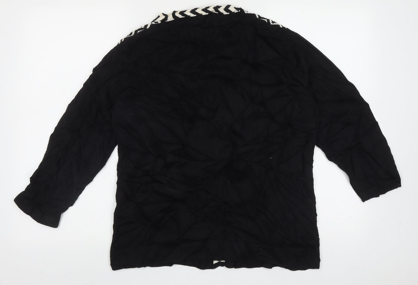 cc Womens Black V-Neck Geometric Cotton Cardigan Jumper Size L