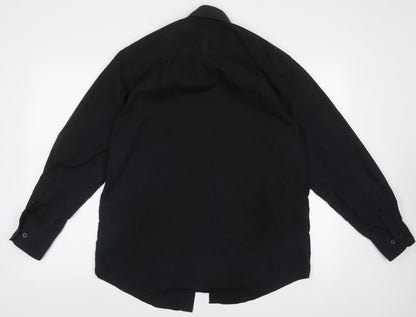 F&F Mens Black  Cotton  Button-Up Size 15 Collared Button