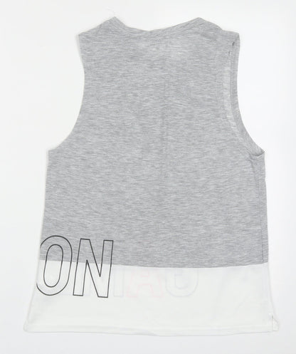 Work out Womens Grey  Polyester Basic Tank Size XS Crew Neck Pullover - Game on