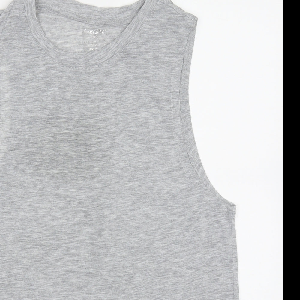 Work out Womens Grey  Polyester Basic Tank Size XS Crew Neck Pullover - Game on