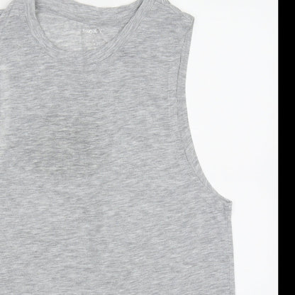 Work out Womens Grey  Polyester Basic Tank Size XS Crew Neck Pullover - Game on