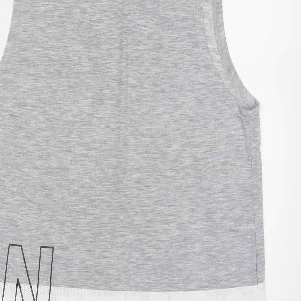 Work out Womens Grey  Polyester Basic Tank Size XS Crew Neck Pullover - Game on