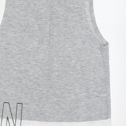 Work out Womens Grey  Polyester Basic Tank Size XS Crew Neck Pullover - Game on