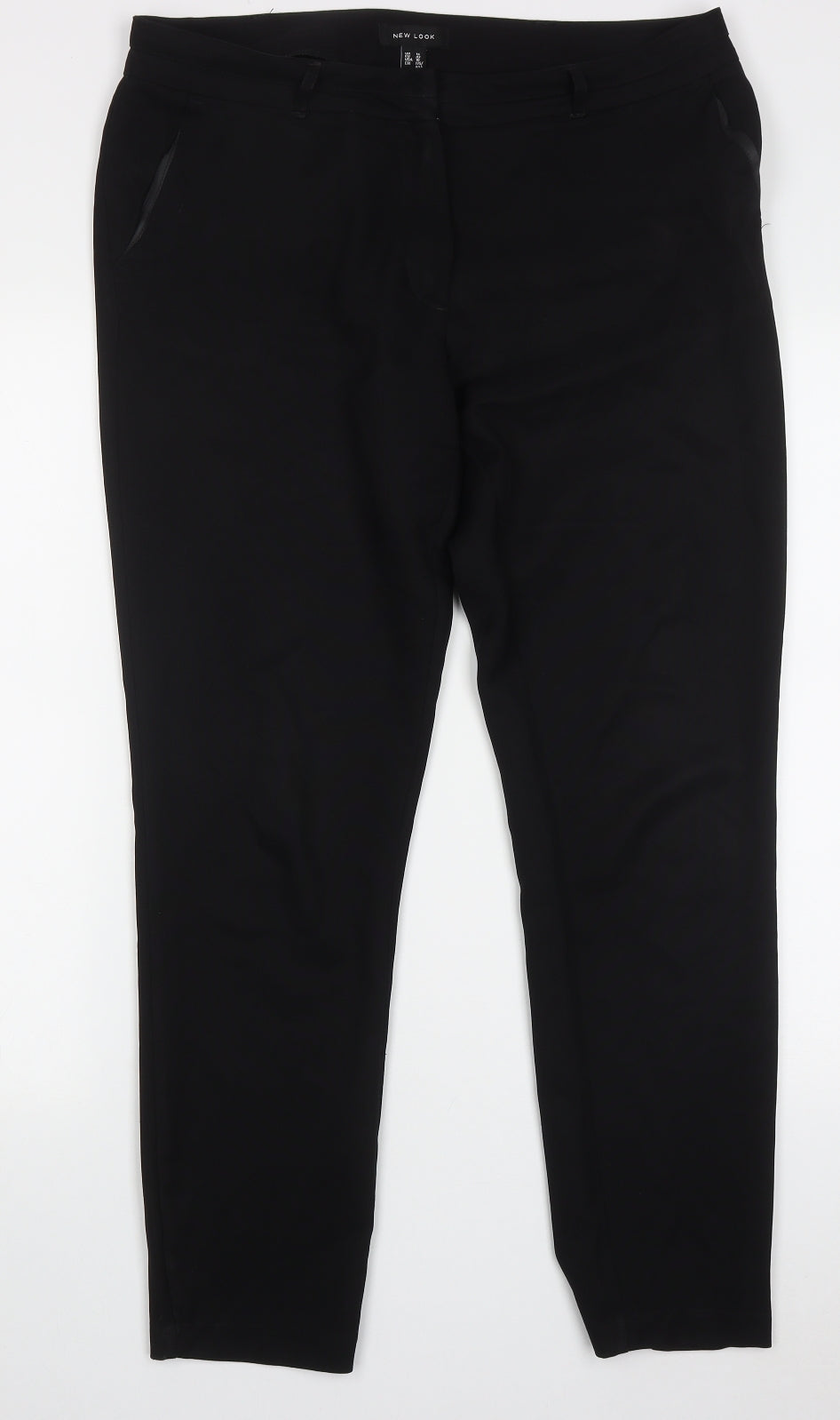 New Look Womens Black  Polyester Trousers  Size 14 L30 in Regular Hook & Eye