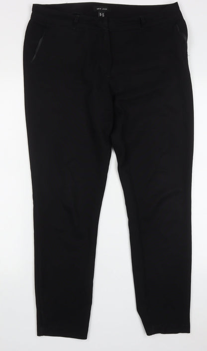 New Look Womens Black  Polyester Trousers  Size 14 L30 in Regular Hook & Eye