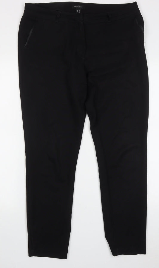 New Look Womens Black  Polyester Trousers  Size 14 L30 in Regular Hook & Eye