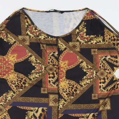capsule Womens Multicoloured Geometric Polyester Tunic T-Shirt Size 10 Crew Neck - Cold Shoulder